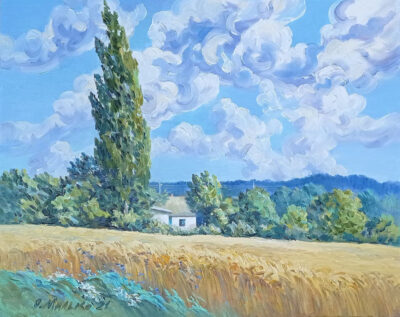 A Wheatfield with Poplars